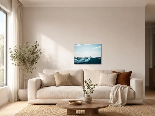 Surfař na tyrkysové vlně – Jednodílný obraz, 60 × 40 cm