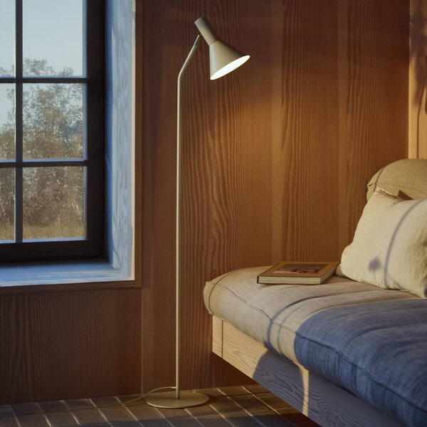 FRANDSEN Stojací lampa Lyss, béžová, kov, výška 150 cm, E27, Krémová / jantar, Obývací pokoj / jídelna, kov, Design, stojací lampa