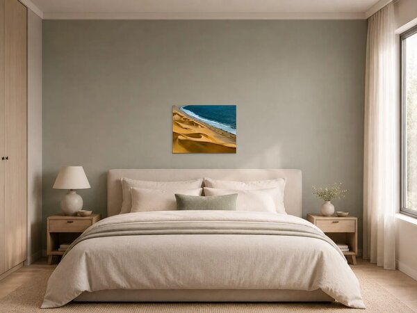 Zlaté duny u modrého oceánu – Jednodílný obraz, 60 × 40 cm