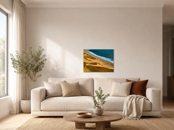 Zlaté duny u modrého oceánu – Jednodílný obraz, 60 × 40 cm