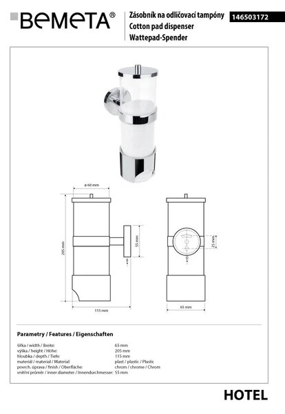 Bemeta Design OMEGA: Zásobník kosmetických tampónů - 146503172