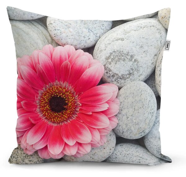 Sablio Polštář Gerbera na kamenech - 40x40 cm