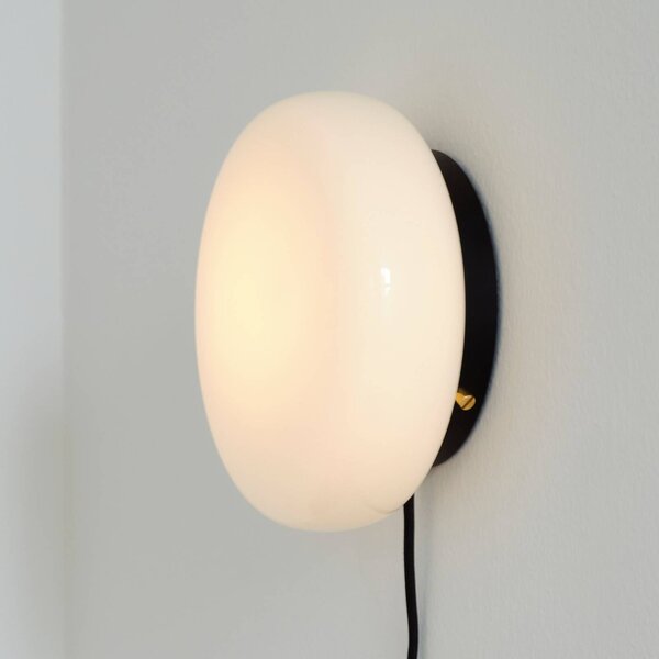 GEJST Nástěnné světlo OPA, opálové sklo, G9, kabel/zástrčka/vypínač, Bílá / opál, Obývací pokoj / jídelna, Sklo
