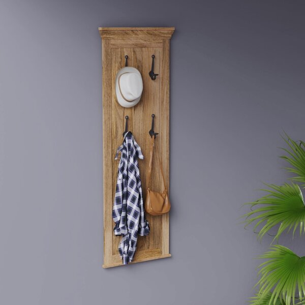 Věšák Guru s 4 háčky 50x140x2,5 z masivu mango