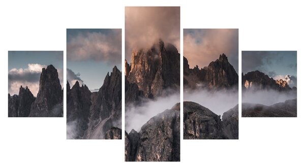 Obraz - Italské dolomity schované v mlze (125x70 cm)