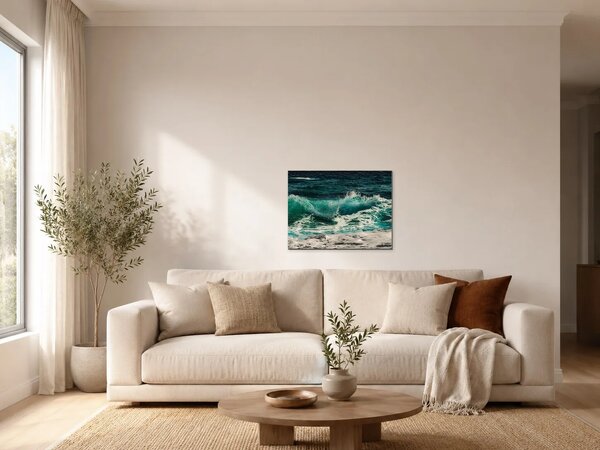 Tyrkysová vlna v příboji – Jednodílný obraz, 60 × 40 cm
