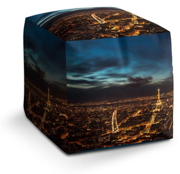 Sablio Taburet Cube Noční Paříž - 40x40x40 cm