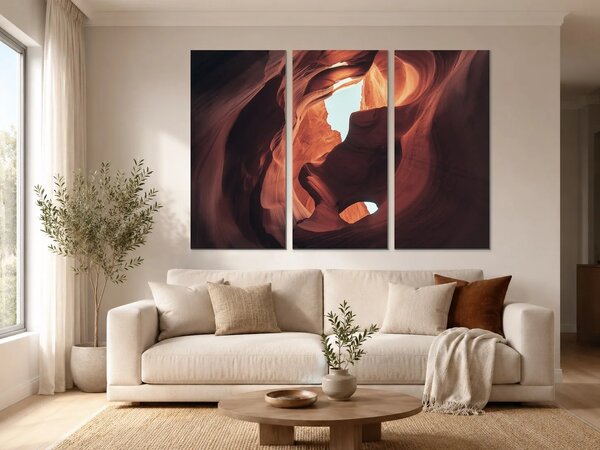 Světlo v pískovcovém kaňonu – Třídílný obraz A, 120 × 80 cm