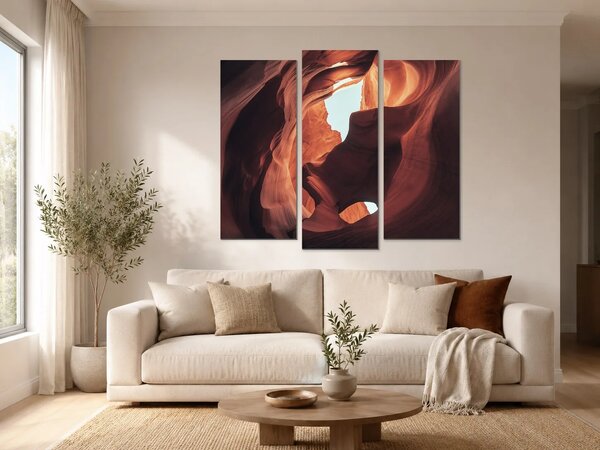 Světlo v pískovcovém kaňonu – Třídílný obraz B, 120 × 100 cm