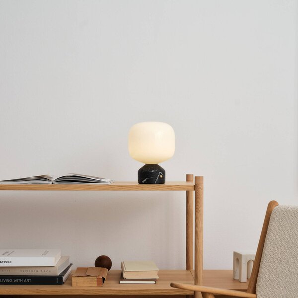 GEJST LED stolní lampa na baterie Meemo, černý mramor, sklo, USB, stmívatelný, Černá, Obývací pokoj / jídelna, Sklo