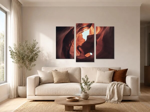 Světlo v pískovcovém kaňonu – Třídílný obraz B, 90 × 60 cm
