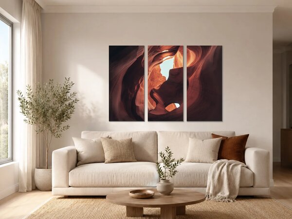 Světlo v pískovcovém kaňonu – Třídílný obraz A, 90 × 60 cm