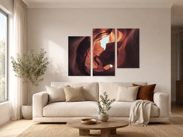 Světlo v pískovcovém kaňonu – Třídílný obraz C, 90 × 60 cm