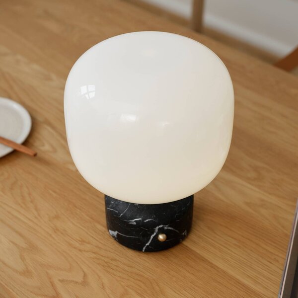 GEJST LED stolní lampa na baterie Meemo, černý mramor, sklo, USB, stmívatelný, Černá, Obývací pokoj / jídelna, Sklo