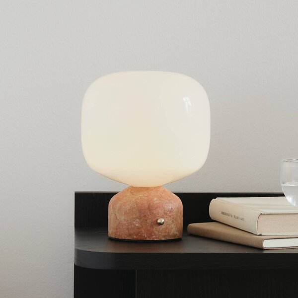 GEJST LED stolní lampa na baterie Meemo, mramor jantarová, sklo, USB, stmívatelný, Hnědá / rez, Obývací pokoj / jídelna, Sklo