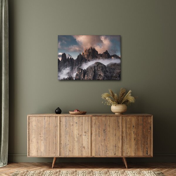 Obraz - Italské dolomity schované v mlze (70x50 cm)