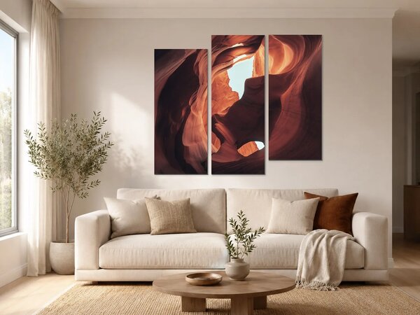 Světlo v pískovcovém kaňonu – Třídílný obraz C, 120 × 100 cm
