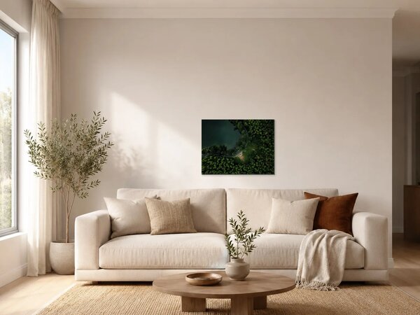 Klikatá silnice u lesního jezera – Jednodílný obraz, 40 × 30 cm