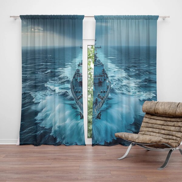 Sablio Závěs Válečná loď prorážející oceán: 2ks 140x250cm