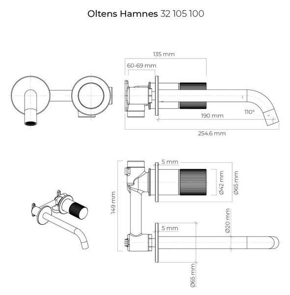 Oltens Hamnes umyvadlová baterie pod omítku chrom 32105100