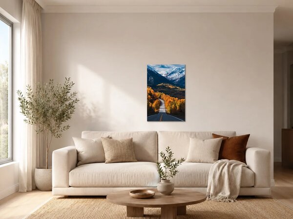 Podzimní cesta do horského údolí – Jednodílný obraz, 30 × 40 cm
