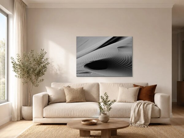 Černobílé linie písečných dun – Jednodílný obraz, 70 × 50 cm