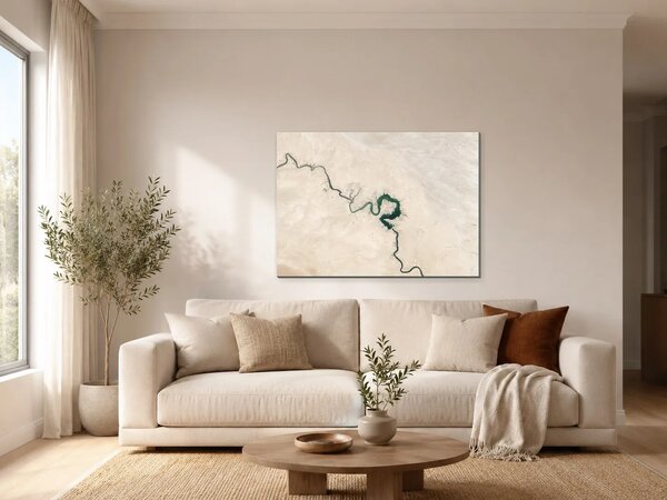Tyrkysová řeka v pouštní krajině – Jednodílný obraz, 70 × 50 cm
