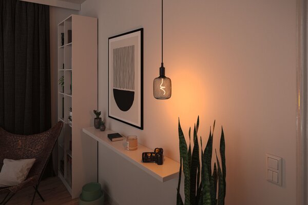 P 29262 Kovic Glow Standard 230V LED žárovka Zyl E27 4W 1800K stmívatelné černá - PAULMANN