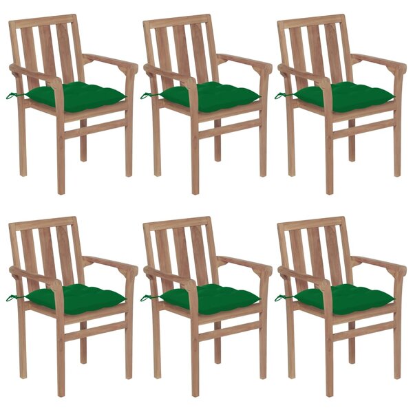Stohovatelné zahradní židle s poduškami 6 ks masivní teak