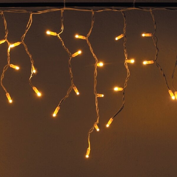 DECOLED Easy Fix venkovní LED rampouchy, světelné krápníky, 300 × 50 cm, teple bílá, 114 diod, bílý kabel, IP67, prodlužovací