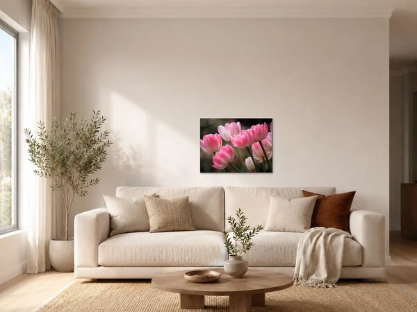 Růžové tulipány v jemném světle – Jednodílný obraz, 60 × 40 cm