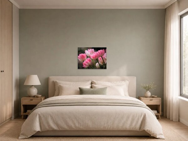Růžové tulipány v jemném světle – Jednodílný obraz, 60 × 40 cm