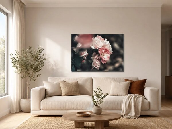 Romantické růže v pudrových tónech – Jednodílný obraz, 70 × 50 cm