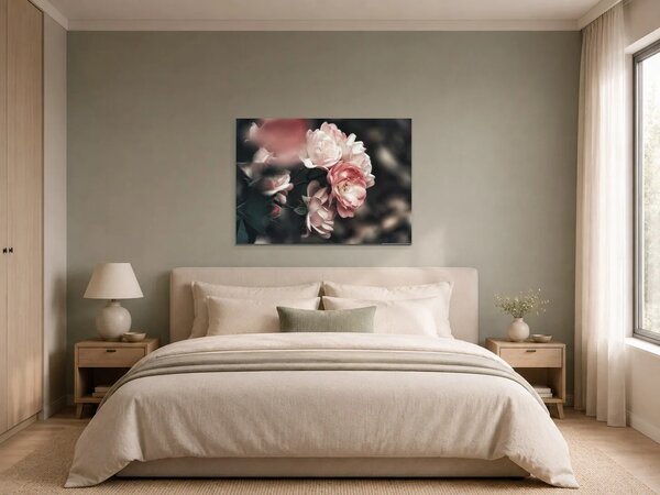 Romantické růže v pudrových tónech – Jednodílný obraz, 70 × 50 cm