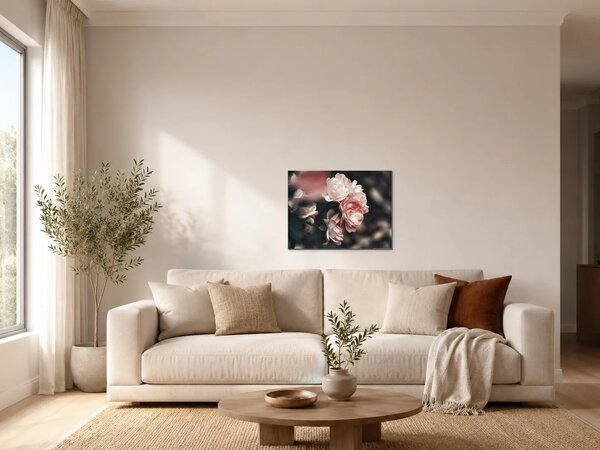 Romantické růže v pudrových tónech – Jednodílný obraz, 40 × 30 cm