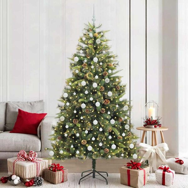 Umělý sklopný vánoční stromeček s kužely Zelená 210 cm 3395101