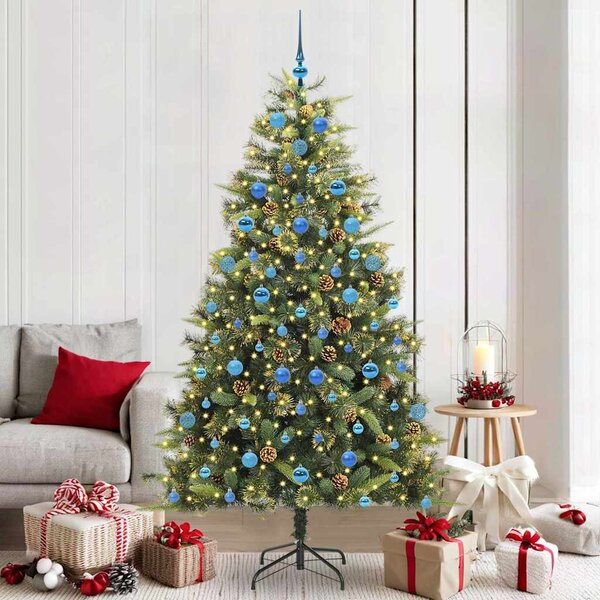 Umělý sklopný vánoční stromeček s kužely Zelená 210 cm 3395105