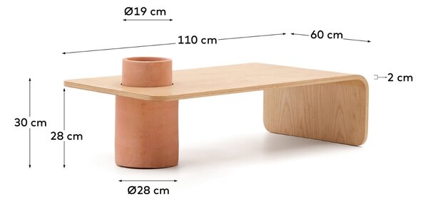 Dubový konferenční stolek Kave Home Olaria 110 x 60 cm