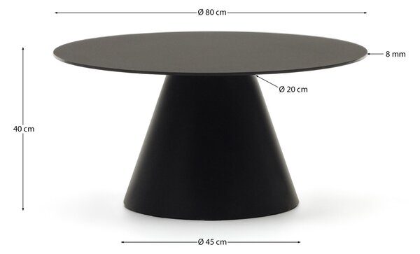Matně černý skleněný kulatý konferenční stolek Kave Home Wilshire 80 cm