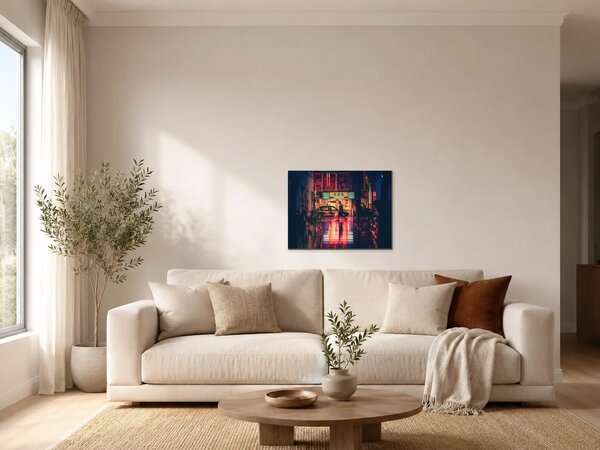 Deštivá tokijská ulice v neonovém světle – Jednodílný obraz, 40 × 30 cm