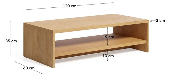 Dubový konferenční stolek Kave Home Abilen 120 x 60 cm