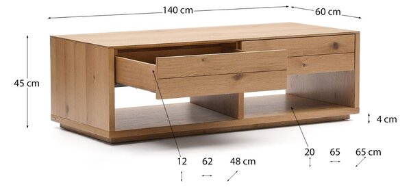 Dubový konferenční stolek Kave Home Alguema 140 x 60 cm