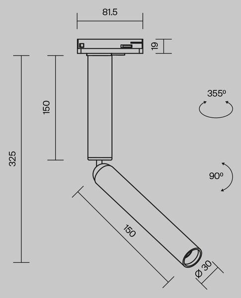 Maytoni Reflektorové LED svítidlo FOCUS DUAL 6W pro 1F systém UNITY, v. 32,5 cm, 3000K Barva: Černá