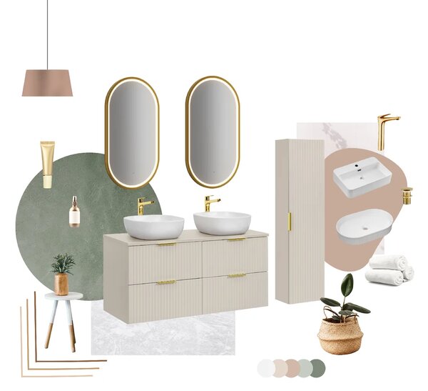 Comad Koupelnová skříňka s deskovými umyvadly set Adel Cashmere 120 kašmír/dub santa fe