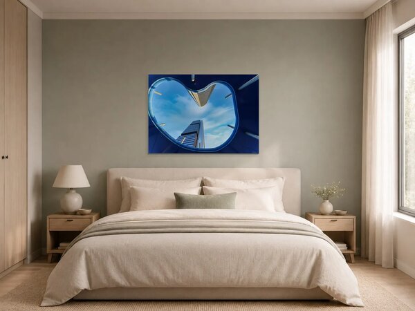 Pohled vzhůru mezi moderními mrakodrapy – Jednodílný obraz, 70 × 50 cm