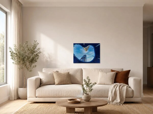 Pohled vzhůru mezi moderními mrakodrapy – Jednodílný obraz, 40 × 30 cm