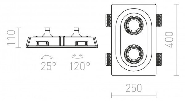 RED R10270 Zápustné svítidlo DINGO II FRAMELESS sádrová náklopná 12V G53 QR - RED - DESIGN RENDL