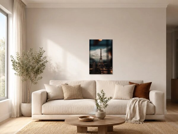 Eiffelova věž pod dramatickou oblohou – Jednodílný obraz, 40 × 60 cm