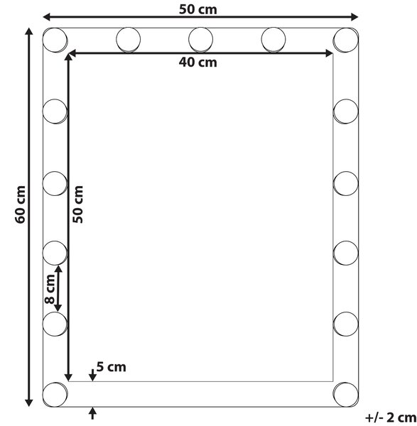 LED koupelnové zrcadlo ODENAS 50 cm 60 cm Černá
