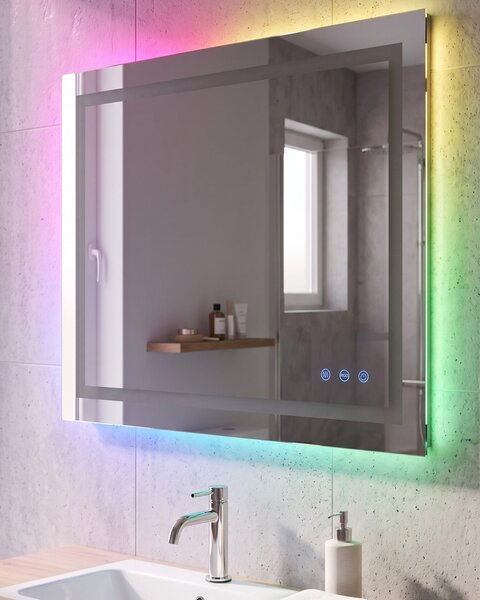 LED koupelnové zrcadlo PRENOIS 80 cm 60 cm Stříbrná